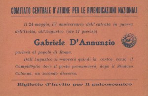 Dannunziana, biglietto invito 1919