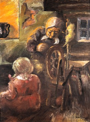 Jonas Vaitys (1903-1963), Močiutės pasaka / Peizažas (dvipusis)