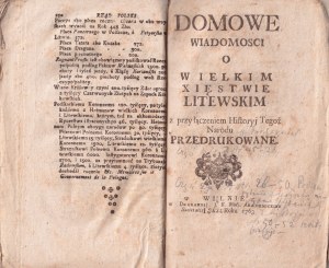 Storia del GDL, 1763, Convolut, composto da 3 manuali di storia pubblicati a Vilnius: uno per il GDL e due per la Polonia.