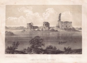 Ruinen der Burg von Trakai, 1857, Zamek na jeziore w Trokach