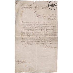 Gesuch an den Rektor der Universität Vilnius, 1825, ein Gesuch von Mykolas Baršys, einem Studenten der Universität Vilnius, um die Möglichkeit, sein Studium fortzusetzen, wenn er kein Geld hat, um für sein Studium zu bezahlen.