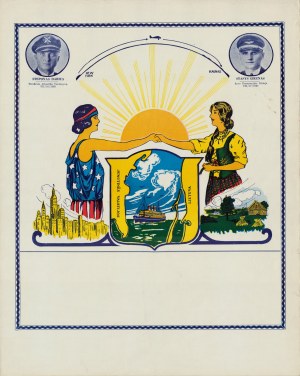 Affiche de Darius et Girenas, Chromolithographie sur papier craie, 44,5 x 35