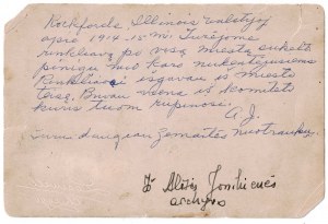 Žemaitė s Bulotsem v USA, 1916, Žemaitė (Julija Beniuševičiūtė-Žymantienė, 1845-1921) - litevská spisovatelka a pedagožka. Andrius Bulota (1872-1941) - právník, publicista, politický aktivista.