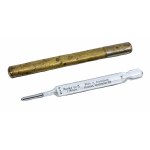 Mercury thermometer, type b.233, with case, 4th century, Germany. Distributor prov. A. Burštei- nas (Kaunas, Gedimimo 23).