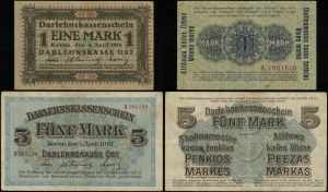 Polska, zestaw: 1 marka i 5 marek, 4.04.1918, Kowno