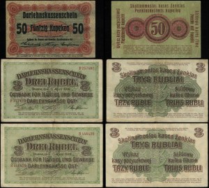Pologne, ensemble : 50 kopecks et 2 x 3 roubles, 17.04.1916, Poznań