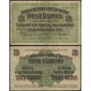 Polska, 3 ruble, 17.04.1916