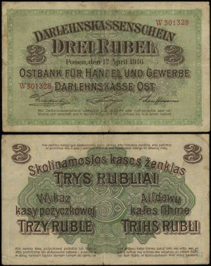 Polsko, 3 ruble, 17.04.1916