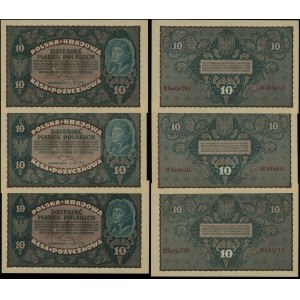 Polska, zestaw: 3 x 10 marek polskich, 23.08.1919