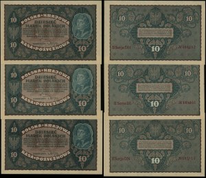 Polonia, set: 3 x 10 marchi polacchi, 23.08.1919