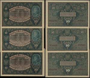 Poland, set: 3 x 10 Polish marks, 23.08.1919