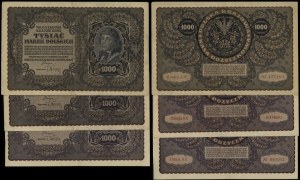 Polska, zestaw: 3 x 1.000 marek polskich, 23.08.1919