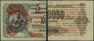 Pologne, billet de passage - 5 groszy, 28.04.1924