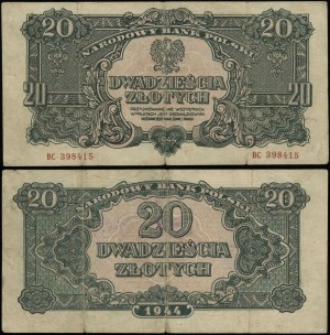 Pologne, 20 zloty, 1944