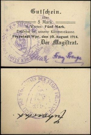 Prusse occidentale, 5 marks, 10.08.1914