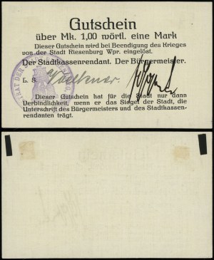 Prussia occidentale, 1 marco, senza data (8.08.1914)