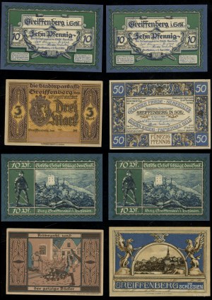 Silesia, set: 2 x 10 fenigs, 50 fenigs, 3 marks, 19.04.1920