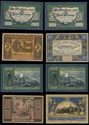 Sliezsko, sada: 2 x 10 fenigov, 50 fenigov, 3 marky, 19.04.1920