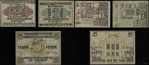 Śląsk, zestaw: 1, 2, 5 marek, 16.03.1921