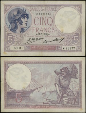 Francja, 5 franków, 15.07.1926