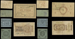 France, set of 10 French banknotes, 1915-1922