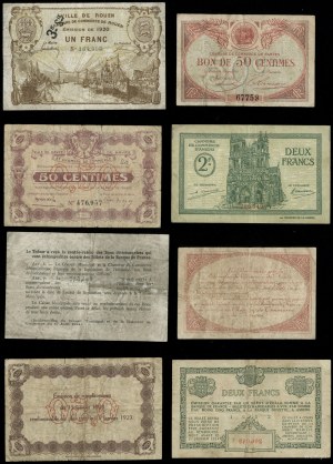 France, set of 10 French banknotes, 1915-1922