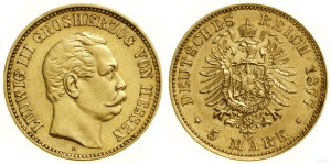Allemagne, 5 marks, 1877 H, Darmstadt