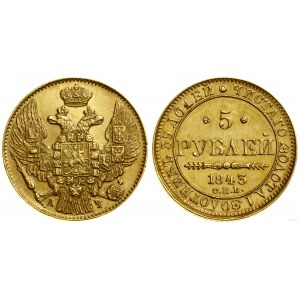 Rosja, 5 rubli, 1843 СПБ АЧ, Petersburg