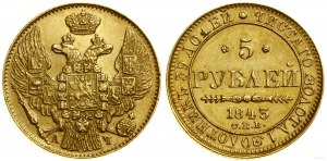 Rosja, 5 rubli, 1843 СПБ АЧ, Petersburg