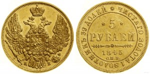 Rusko, 5 rubľov, 1845 СПБ КБ, Petrohrad