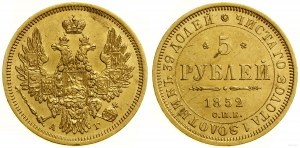 Rusko, 5 rublů, 1852 СПБ АГ, Petrohrad