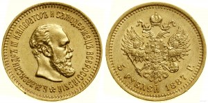 Rusko, 5 rublů, 1887 (А-Г), Petrohrad