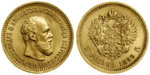 Rusko, 5 rubľov, 1890, Petrohrad