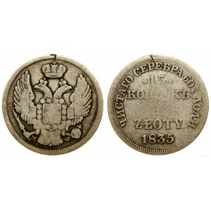 Polska, 15 kopiejek = 1 złoty, 1835 MW, Warszawa