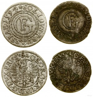 Prusy Książęce (1525-1657), zestaw 2 szelągów, 1586 (rzadki rocznik) i 1594, Królewiec