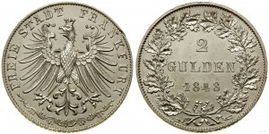 Allemagne, 2 florins, 1848, Francfort