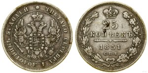 Russia, 25 copechi, 1851 СПБ ПА, San Pietroburgo