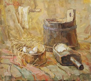 Oleksiy Ivaniuk (b. 1954), Still life with a barrel, 2009