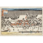 Utagawa Hiroshige (1799-1858), Śnieg w świątyni Zôjô-ji w Shiba, (Shiba Zôjô-ji setchû), z cyklu Edo meisho mittsu no nagame, 1840-1843