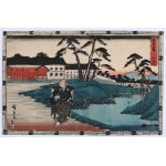 Utagawa Hiroshige (1797 - 1858), Opowieść o wiernych samurajach (Chūshingura) 忠臣蔵, Akt IV, Yuranosuke zaprzysięga zemstę przed domem swojego Pana w Edo,1843-1847