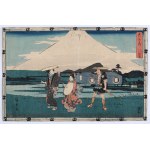Utagawa Hiroshige (1797 - 1858), Opowieść o wiernych samurajach (Chūshingura) 忠臣蔵. Akt VIII, Tonase i Konami w drodze na spotkanie Rikiya, 1843-1847