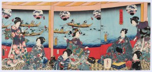 Utagawa Kunisada (1786-1865), Il principe Genji e la pesca delle anatre nere, 1852