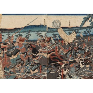 Utagawa Sadafusa (artysta aktywny w latach 1825-1850), Bitwa, ok. połowa XIX wieku