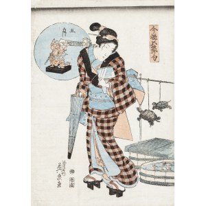 Keisai Eisen (1790-1848), Scena z żółwiami i parasolką
