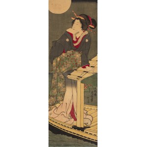 Utagawa Kuniyoshi (1798 - 1861), Na statku przy świetle księżyca