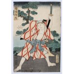 Utagawa Kunisada (1786-1865), Samuraj w pasiastym kimonie, po 1859