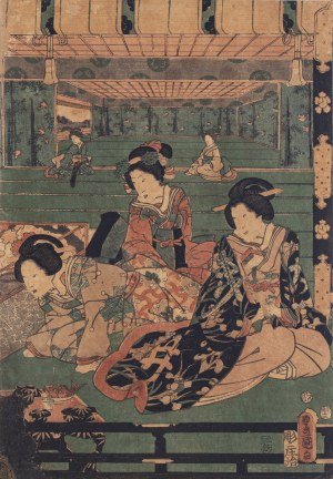 Utagawa Kunisada (1786-1865), Kobiety we wnętrzu, 1853