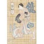 Hasegawa Sadanobu (1809-1879), Aktor Bando Jutaro jako pani Iwafuji w sztuce “ KagamiyamaKokyo no Nashike”, 1838