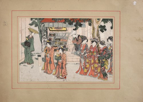 Utagawa Toyokuni I (1769 - 1825), plansza z Shikitei Sanba’s Ehon Imayo Sugata (Picture Book of the Modern Forms and Figures), 1802 [dyptyk]