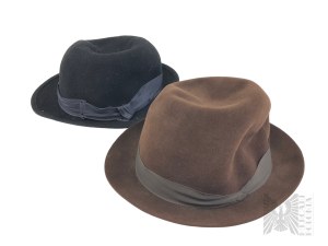 Due cappelli da uomo vintage nero e marrone